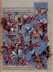 Battle between Timur (1336-1405) and Tuqtamish Khan in 1395, from the 