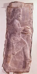 Stone relief representing a Mede servant (people of Iran). Routeenide period. Low relief from the staircase of the Palace of Darius I (550-486 BC) king of Persia