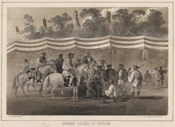 Japanese Soldiers at Yokohama, Litho by Sarony and Co.