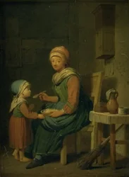 A Peasant Woman Giving Her Daughter Something to Eat