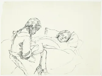 Little Girl Reading Aloud to a Sick Person (the Artist
