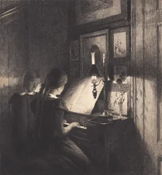 Two Little Girls at a Piano