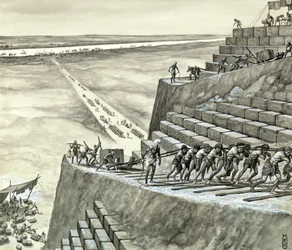 Building the great pyramid at Giza