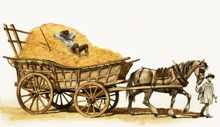 Once Upon a Time... village life one hundred years ago. Riding the Haycart