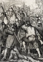 French Revolution: The Armed and Furious Populace Entering via the Drawbridge and Murdering the Garrison and Governor during the Storming of the Bastille