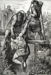 The Byzantine Emperor Zenon (425-491) returned to Constantinople had the usurper Flavius Basiliscus (Basilisk) locked up with his family, 477