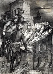 The death of King Charles XII of Sweden (1682-1718) during the siege of the first Norwegian fort Fredriksten