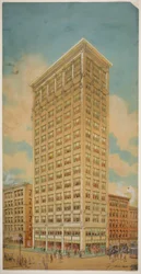 Prairie School Skyscraper, Chicago, Illinois, Perspective