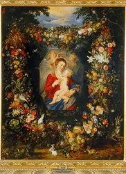 Mary Virgin and Child with Wreath of Flowers and Fruits