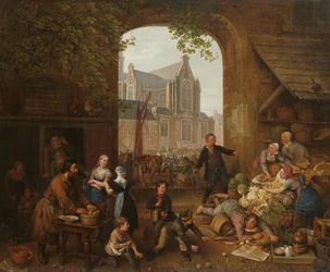 Two Drunkards at the Market near the Westerkerk in Amsterdam