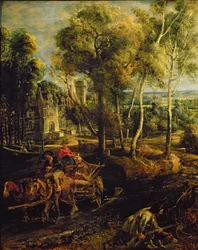 An Autumn Landscape with a view of Het Steen in the Early Morning (detail)