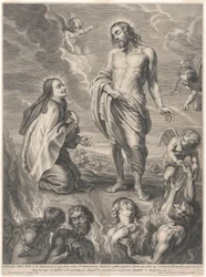Saint Theresa of Ávila Kneeling Before Christ, Interceding for the Souls in Purgatory