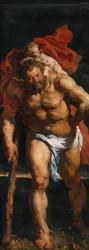 St. Christopher and the Hermit, Left Outside Shutter of the Descent from the Cross Triptych