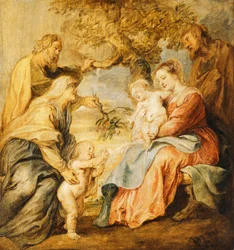 The Holy Family visited by Saints Elizabeth, Zacharias and the Infant Saint John the Baptist