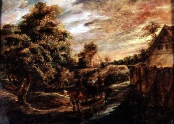 Wooded Landscape at Sunset