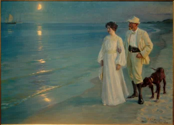 Summer Evening on the Beach of Skagen. The Artist and His Wife