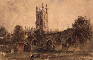 Gloucester Cathedral with the Ruins of St. Catherine