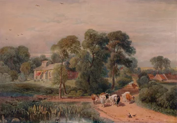 Road Scene with Cattle, 19th century
