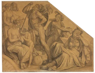Aphrodite and Ares Wounded by Diomedes. Cartoon for the Ceiling Paintings of the Munich Glyptothek