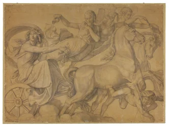 Morning (The Chariot of Eos). Cartoon for the ceiling paintings of the Munich Glyptothek