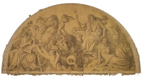 The Water World Listens to the Lyre Playing of Arion, Arch Field. Cartoon for the Ceiling Paintings of the Munich Glyptothek