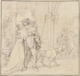 Seven Drawings for the Nibelungen: 4. Siegfried Armed for the Hunt. 1812-17