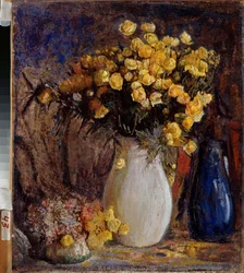 Water Lilies in a White Jug