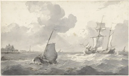 Two-Master and Fishing Boat off the Coast