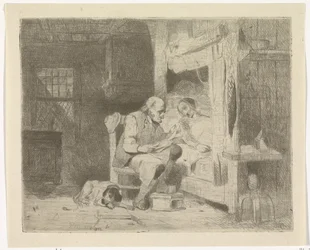 Old Man Reading to His Wife