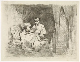 Sick Man Being Given a Drink