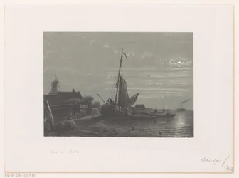 Sailing Ship on Dry Land by Moonlight