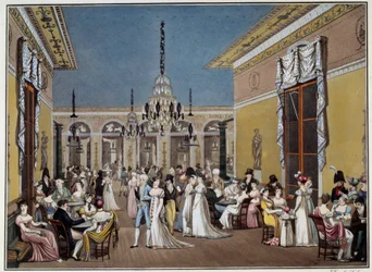 The Grand Salon of Cafe Frascati. Lithograph by Philibert-Louis Debucourt