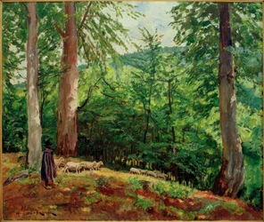 Shepherd with Flock of Sheep in the Taunus