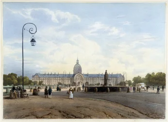 The Hôtel des Invalides seen from the Champ de Mars - in Promenade dans Paris et ses environs, by Jacottet and Benoist, ed. Gihaut
