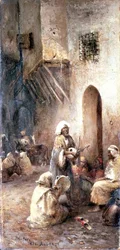 Arab Musicians in a Village Street