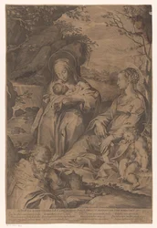 Saint Catherine of Siena with the Christ Child, Mary, a Sleeping John the Baptist, and a Pope
