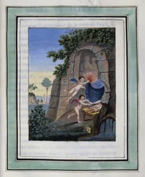 The Night of Love of Daphnis and Chloe. Drawing by Philippe d