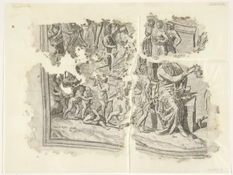 Lower Left Corner of a Print of the Scene of Cebes
