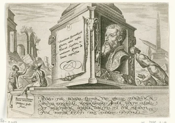 Portrait of Maarten van Heemskerck on the Pedestal of a Column (The Days of Calamity of the Jewish People)