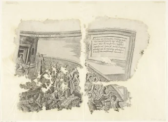 Upper Right Corner of a Print of the Scene of Cebes (Tabula Cebetis Carta Vitae)