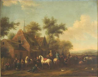 Landscape with Horsemen Resting Outside an Inn