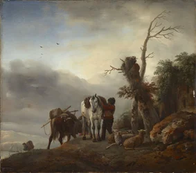 Landscape with Packhorses, by Philips Wouwerman (1619-1668)