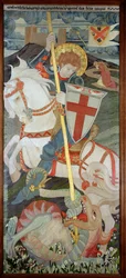 St. George Slaying The Dragon, With Una Praying In Background, 1904 (embroidery)