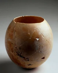 Empty ostrich egg. From Laurita (Almunecar). 7th century BC. Granada, Museo Arqueologico
