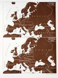 Map of Europe in 1914, and Europe in 1932, from Histoire de la Troisieme Republique, Vol. I, l