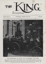 German Field Marshal Alfred von Waldersee setting off from Berlin to command the international expeditionary force against the Boxers in China, August 1900