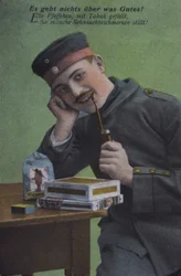 German Soldier Smoking His Pipe