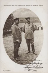 Kaiser Wilhelm II with Field Marshal Paul von Hindenburg, commander of the German army, Posen, World War I