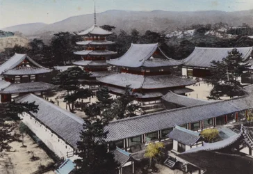 Japan, c.1912: Horyu-ji, the Oldest Buddhist Temple in Japan, Built About 1300 Years Ago, Yamato