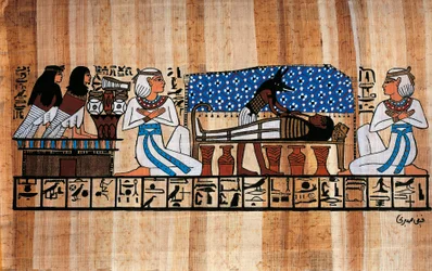 Egyptian papyrus depicting an embalming ceremony